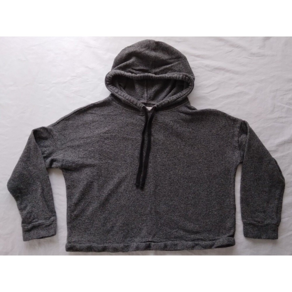 Madewell Women Size XS Oversized Hoodie Sweatshirt Cropped 3/4 Sleeve Gray - Picture 2 of 10
